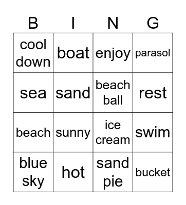 At the Beach Bingo Card