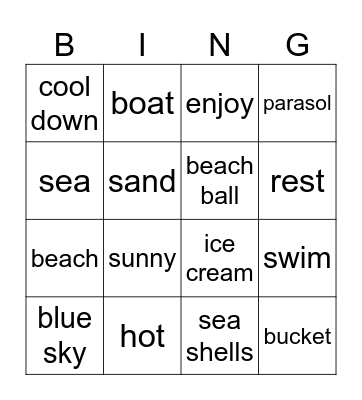 At the Beach Bingo Card