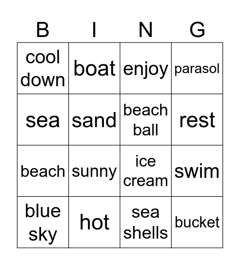 At the Beach Bingo Card