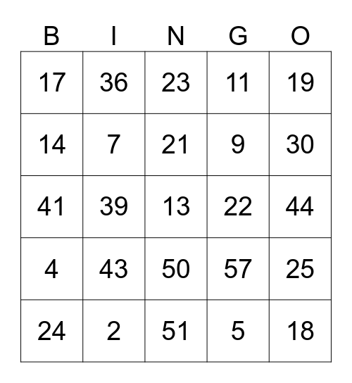 Birthday Bingo Card
