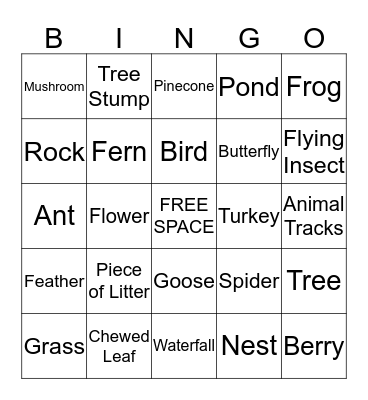 Nature Bingo Card