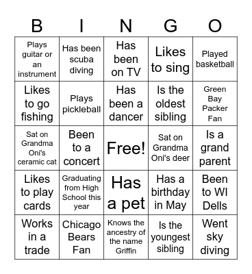 Griffin Family Reunion Bingo Card