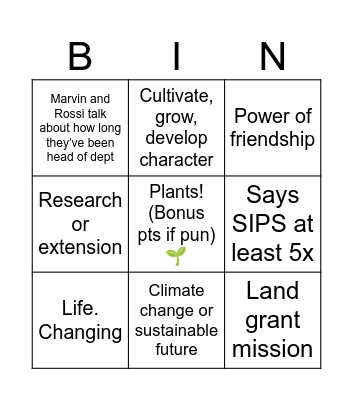 PLSCI grad ceremony Bingo Card