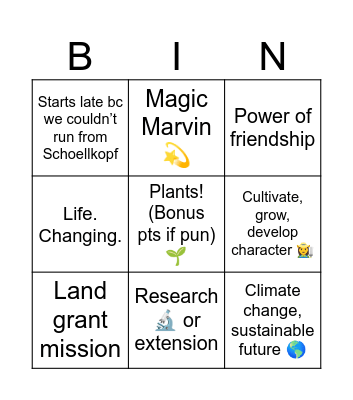 Plant sci graduation Bingo Card