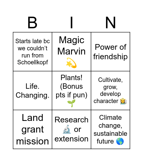 Plant sci graduation Bingo Card