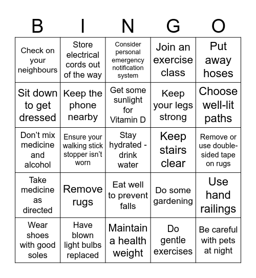 Falls Bingo Card