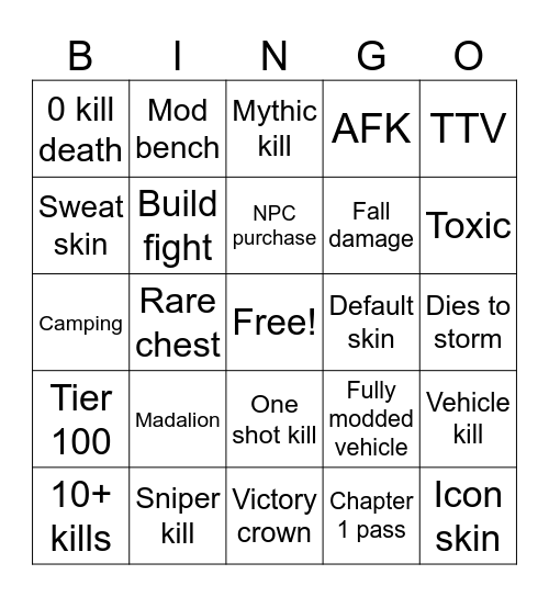 Untitled Bingo Card