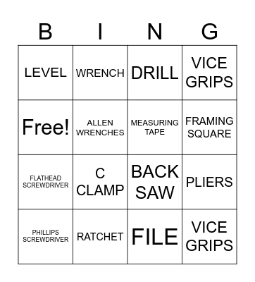 TOOL Bingo Card