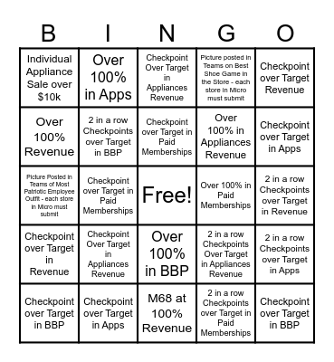 Memorial Weekend Bingo Card