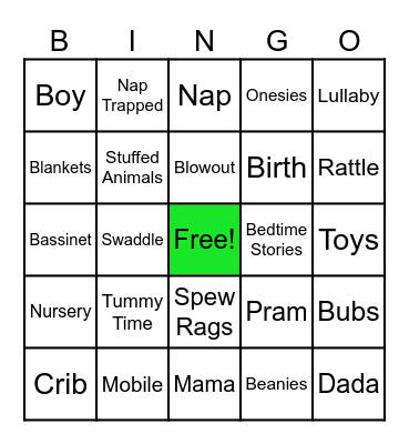 Baby Shower Bingo! Bingo Card