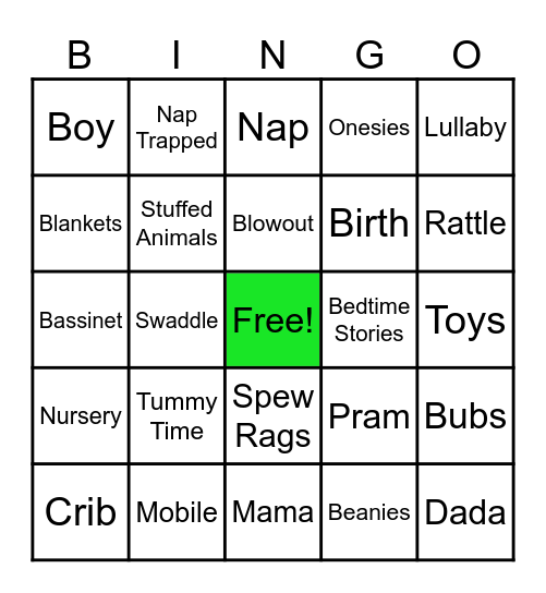 Baby Shower Bingo! Bingo Card