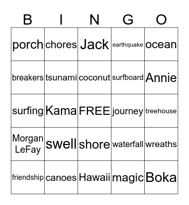 High Tide In Hawaii Bingo Card