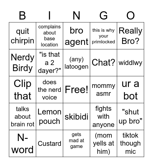 Quantum Bingo Card