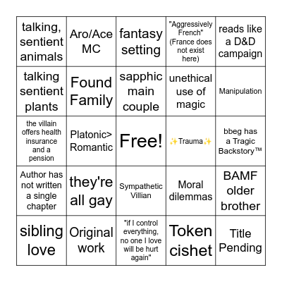 Crow's WIP Bingo Card