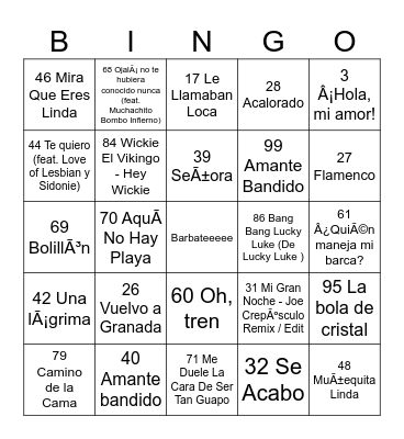 Bingo musical Barbate 2024 Bingo Card