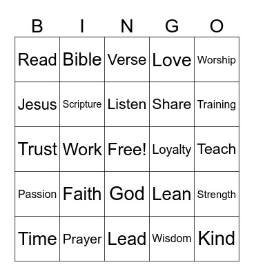 Training Of Your Faith Bingo Card
