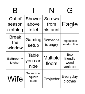 Home design bingo Card