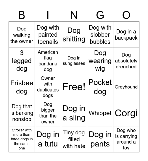 Dog Bowl Bingo Card