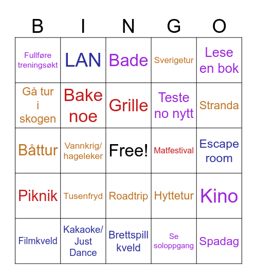 Sommer 2024 Bingo Card