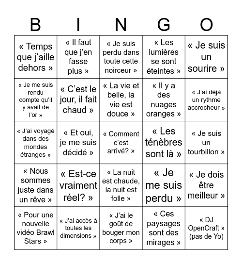 Portals - Bingo Card