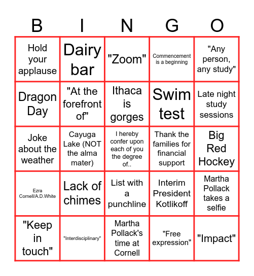 Grad Bingo Card