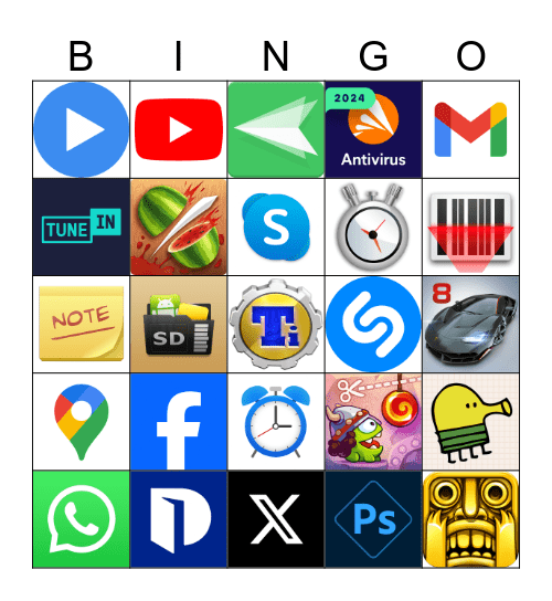 App Icon Bingo Card