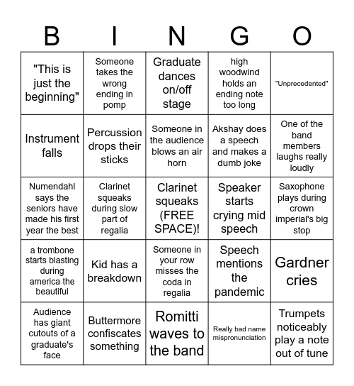 Grad Bingo '24 Bingo Card