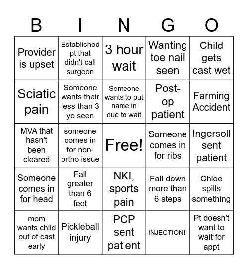 UIC Bingo! Bingo Card