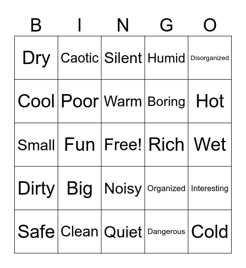Describing and comparing citiess Bingo Card