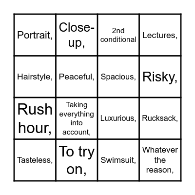 Vocabulary B2.1 Bingo Card