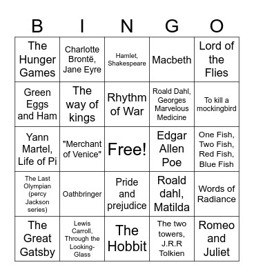 Books / Quotes Bingo Card