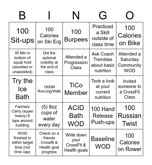 June TiCo Challenge Bingo Card