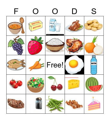 Foods in Spanish Bingo Card