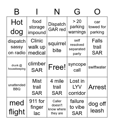 Memorial Day Weekend Bingo Card