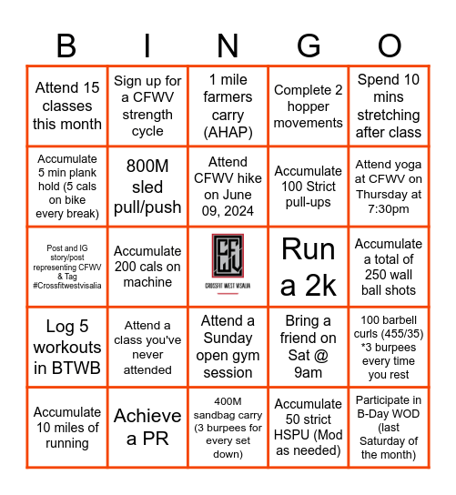 CFWV BINGO Card