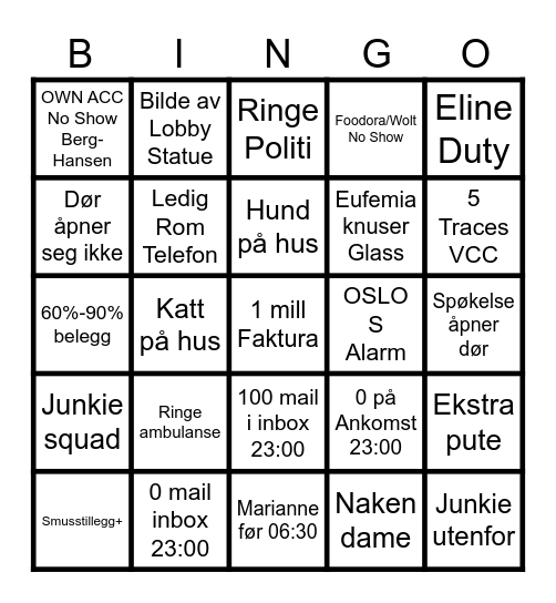 ______ Bingo Card