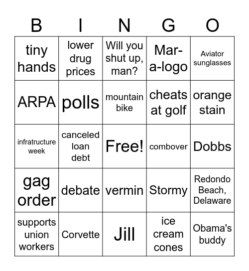 Election 2024 Bingo Card
