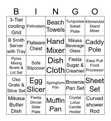 Chelsea & Rob's Bridal Shower Bingo Card