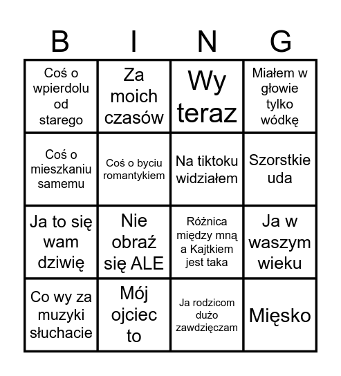 Kuba bingo Card