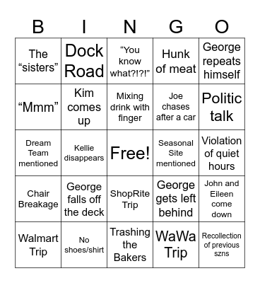 Memorial Day Weekend Bingo Card