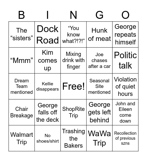 Memorial Day Weekend Bingo Card