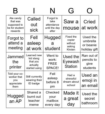 JHS Science Department EOY BINGO!! Bingo Card