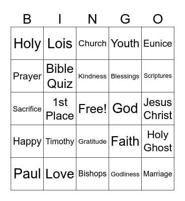 Family Bible Bowl '24 Bingo Card