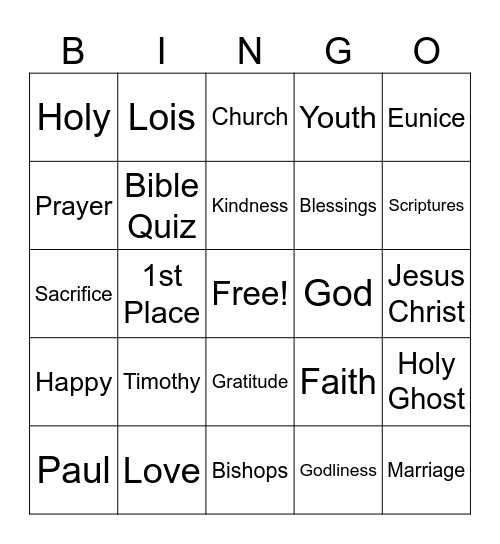 Family Bible Bowl '24 Bingo Card