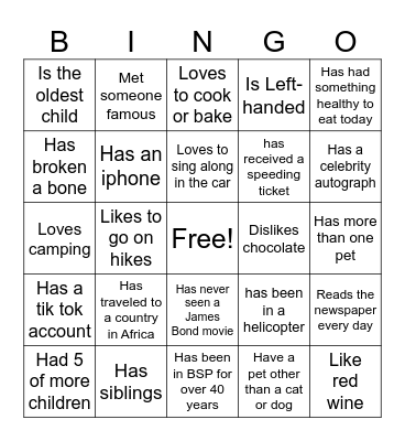 Ice-Ice Breaker! Bingo Card