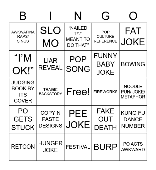 BUNG POO PANDER 4 Bingo Card