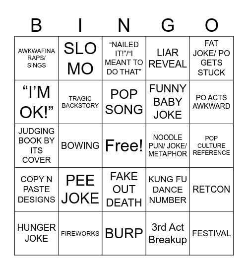 BUNG POO PANDER 4 Bingo Card