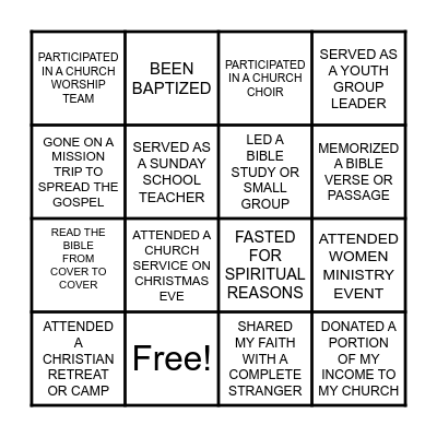 WM Formal Night Bingo Card