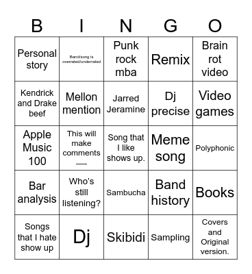 Music videos, shorts, and comments Bingo Card