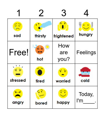 FEELINGS Bingo Card